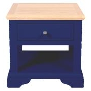 Navy Blue and Oak Lamp Table with Drawer