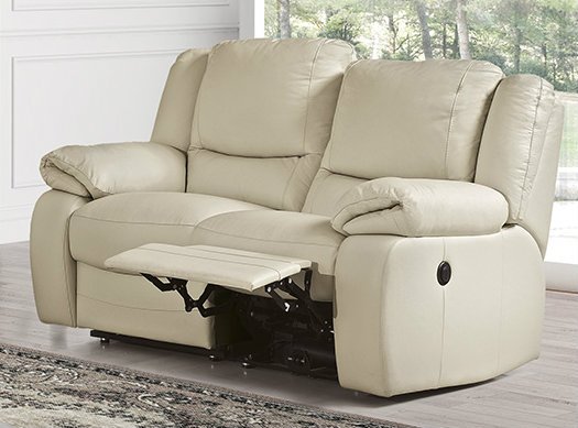 2 seater cream leather recliner sofa